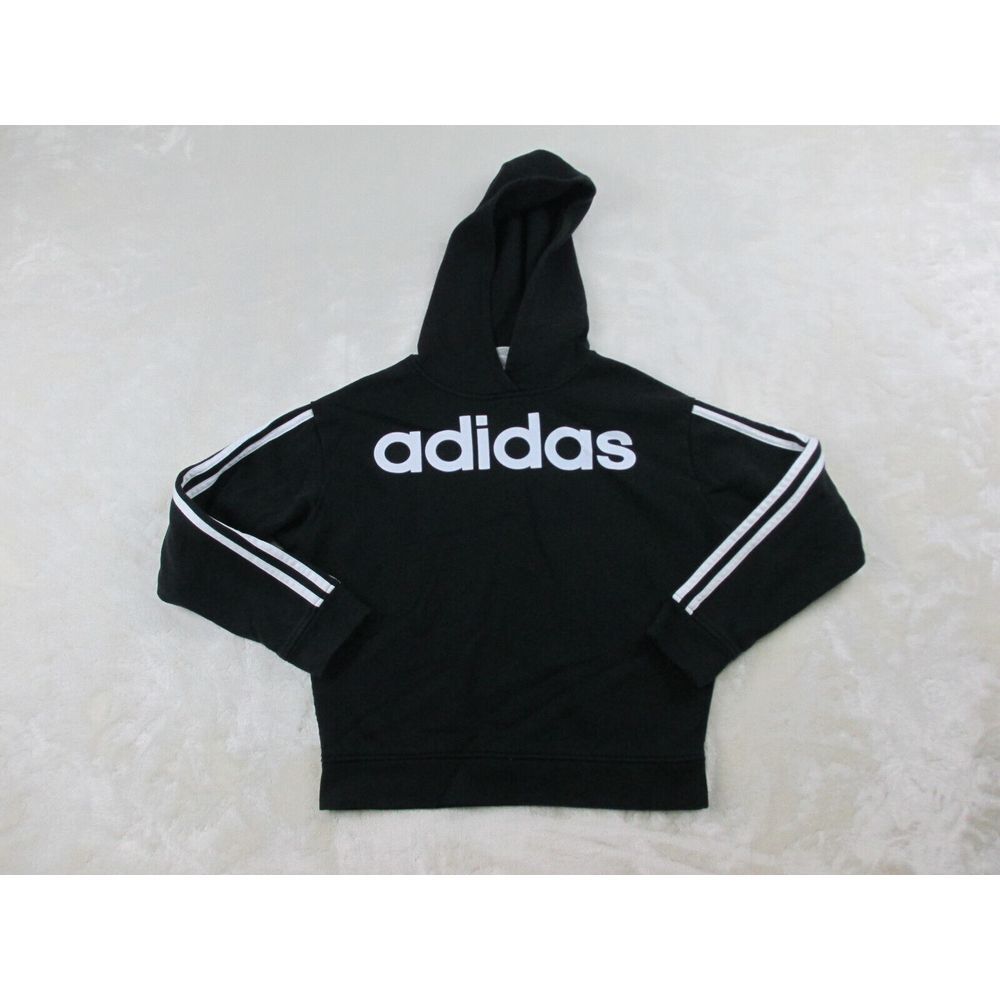Adidas Sweater Girls Large‎ Black Spell Out Pullover Hooded Kids Youth*